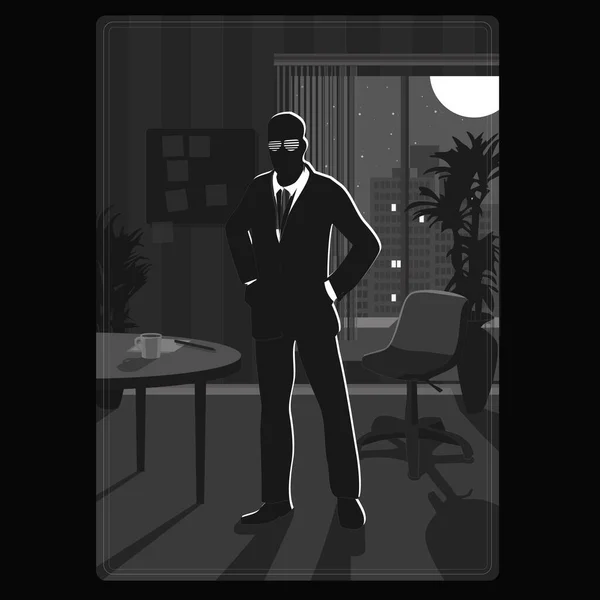 Silhouetkaart Voor Kantoorpersoneel Donkere Illustratie Van Een Kantoormedewerker — Stockvector
