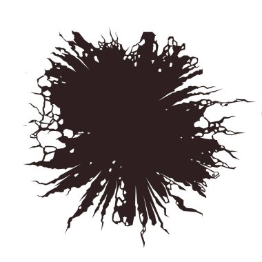 Duvardaki bir deliğin silueti. Bir sürü çatlak ve enkaz var.