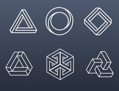 Soyut dış hatlar geometrik şekiller. İmkansız geometrik şekiller. Paradoksal çizgili geometrik şekiller
