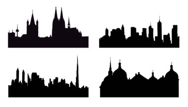 Farklı şehirlerin dört silueti.