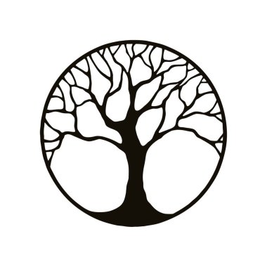 Bir daire içinde ağaç soyut resim