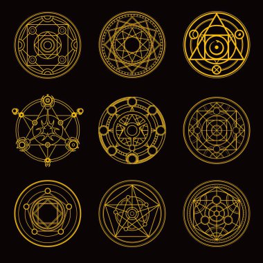 Büyücülük için sihirli çemberler. Dönüşüm için gizli simya çemberleri