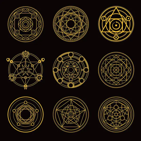 Büyücülük için sihirli çemberler. Dönüşüm için gizli simya çemberleri