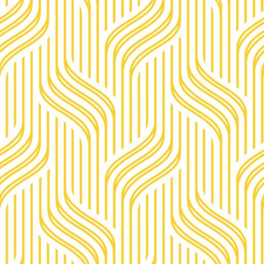 Beyaz arka planda soyut dalgalı sarı desen. Kusursuz geometrik vektör dokusu