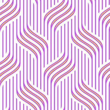 Kusursuz geometrik vektör deseni. Paketleme ve arkaplan için mor soyut dalgalı desen