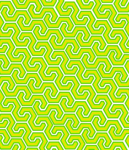 Abstraktes Grün Gelbes Nahtloses Geometrisches Muster Auf Weißem Hintergrund Vektorgrafiken