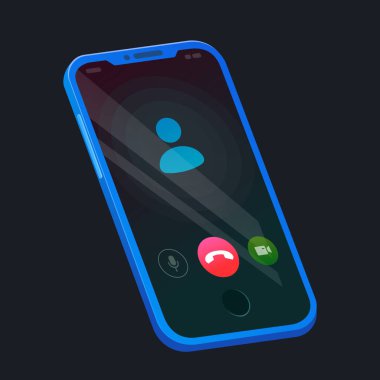 Mavi cep telefonu çizimi. Mobil iletişimin resmi