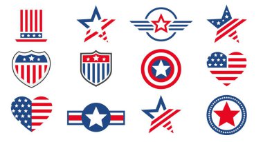Amerikan bayrağı. Amerikan sembollü işaretler ve semboller.