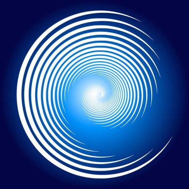 Hypnotic white spiral vortex on a deep blue background, symbolizing energy, motion, and infinite depth. A perfect abstract design for futuristic and sci-fi aesthetics clipart