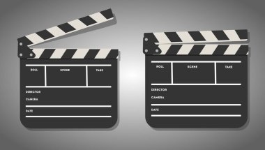 Klasik Film Alkışları Panoları. Siyah ve Beyaz Sinema Film Yapım Aletleri