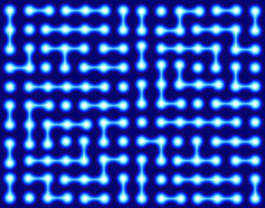 Glowing Blue Maze Pattern. Futuristic Neon Circuit Design with Fluid Electric Flow clipart