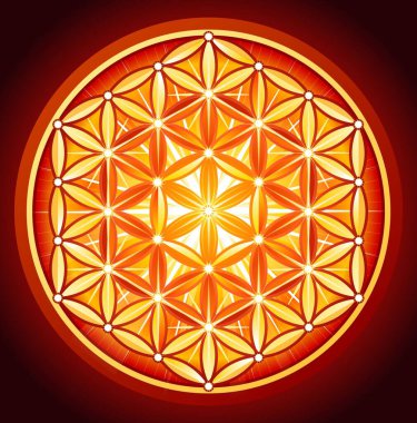Hayatın Altın Çiçeği. Ateşli Parlak Kutsal Geometri Sembolü