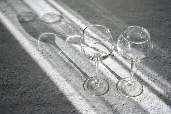 stock image Two wine glasses on the table 