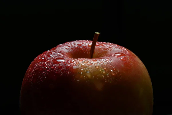 Detailní Záběr Jablka Černém Pozadí — Stock fotografie