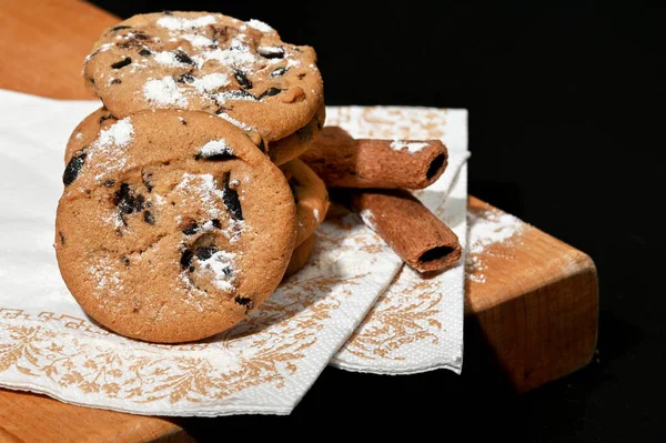 Biscoitos Clássicos Chocolate Para Sobremesa — Fotografia de Stock