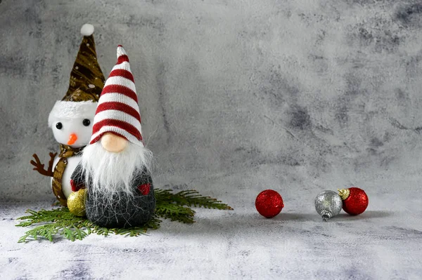 Muñeco Nieve Elfo Están Esperando Las Vacaciones Año Nuevo — Foto de Stock