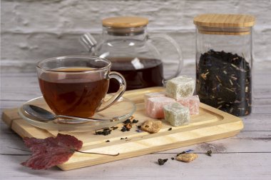 Morning tea and Turkish Delight on the table in the kitchen 