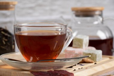 Morning tea and Turkish Delight on the table in the kitchen 