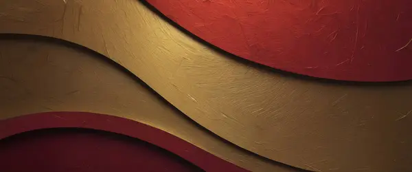 Kırmızı ve Altın 3D Görüntü ile Soyut Dalgalı Desen