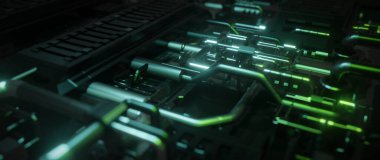 Soyut yeşil ve siyah fütürist teknoloji arka plan fütüristik teknoloji koridoru