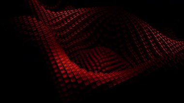 Kırmızı küplerin soyut arkaplanı. 3d görüntüleme, 3d illüstrasyon, 3 boyutlu duvar arkaplanını kırmızı kiremitlerle göster