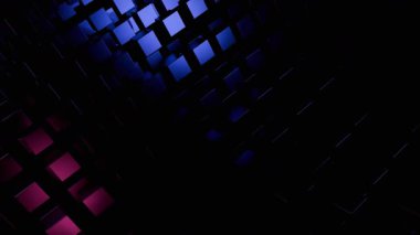 Soyut 3D Küpler: Koyu Mavi ve Mor Dijital Sanat