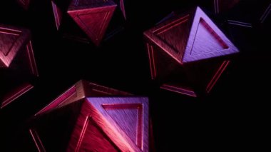 Soyut Kırmızı ve Violet Metalik Geometrik Şekiller