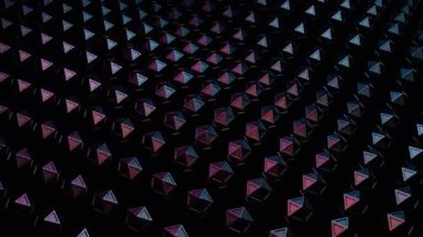 Soyut 3D Tetrahedral Deseni: Koyu Mor ve Mavi Geometrik Şekiller