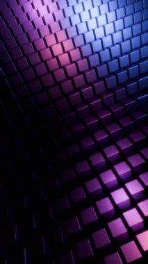 Soyut Mor ve Mavi Küp Şablonu: Canlı Renklerin Gradyanı ve Üç Boyutlu Küp Yapısı Özellikleri