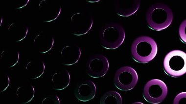 Siyah Arkaplanda Soyut Mor ve Teal Halkaları