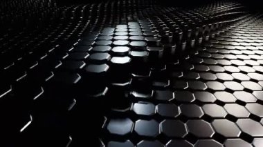 Soyut Altıgen Deseni: Koyu Metalik Yüzey