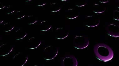 Siyah Arkaplanda Soyut Mor ve Yeşil Halkalar