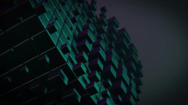 4K Soyut Küp Hareketi Grafik Döngüsü Neon Holografik Metalik Canlandırması