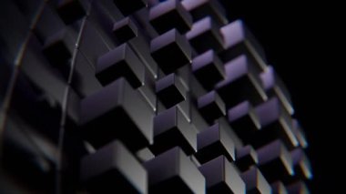 4K Karanlık Geometrik Bloklar Soyut Dijital Mozaik Arkaplan