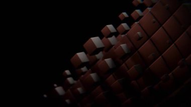 Koyu kahverengi küplerin hareketli kusursuz döngü animasyonu. Dinamik, soyut bir arka plan ve ince bir arıza etkisi. Film kaplamaları, sunumlar ve web siteleri için ideal. Teknolojik gelişme ya da yapısal hareket hissi uyandırır..