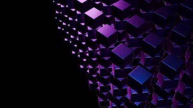Soyut Koyu Küpler Mor Neon 3D Renklendirici