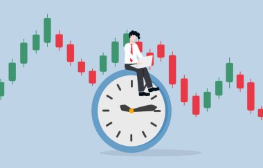 Tam zamanlı tüccar, sadece finansal araçlarla yaşıyor, riskleri yönetiyor ve piyasa dalgalanması konseptiyle uğraşıyor, şamdan grafiği geçmişi olan bir iş adamı.