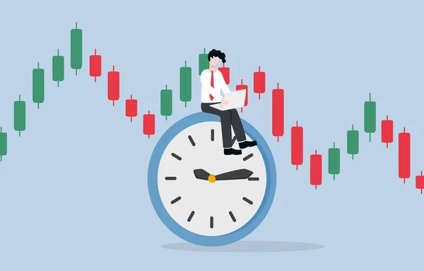 Comerciante Tempo Integral Vivendo Apenas Negociando Instrumentos Financeiros Gerenciando Risco — Vetor de Stock