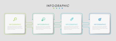 Simge ve 4 seçenek ya da adımlı ticari bilgi etiketi tasarım şablonu. Sunum için vektör.