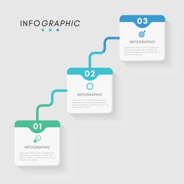 3 adımlı vektör enforgrafik tasarım şablonu.