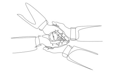 Patronun çalışana pusula verdiği tek satır çizimi, iş yönetmeliği konsepti, tek satır sanat..