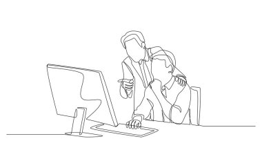 İşletme müdürünün sürekli çizdiği çizimler çalışanlara iş, akıl hocalığı ve birlikte çalışma konsepti hakkında danışmanlık yapıyor..