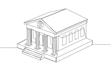 Banka inşaatı, banka inşaatı mimari konsepti, tek satır sanat..