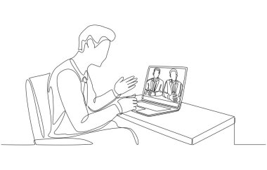 İş görüşmeleri, iş görüşmeleri, iş görüşmesi konsepti, tek satırlık sanat.