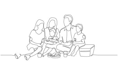 Sürekli çizilen bir çizimde aile çimenlerde piknik yapıyor, sevgiyi sembolize ediyor, bağ kuruyor, gevşetiyor ve ailenin kaliteli zamanlarını simgeliyor.