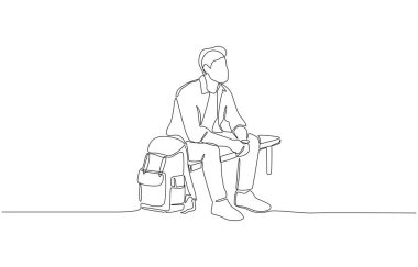 Sırt çantasıyla bankta oturan gezginlerin durmaksızın çizdiği bir çizgi. Bekleme, seyahat, yalnızlık ve kendini yansıtma temalarını temsil ediyor.