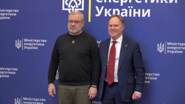 Kiew Ukraine Januar 2024 Treffen Des Ukrainischen Energieministers Herman Halushchenko — Stockvideo