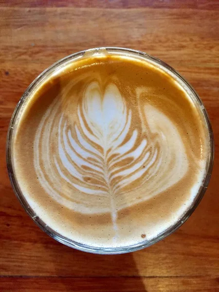Cup Coffee Beautiful Latte Art — Stock Photo, Image