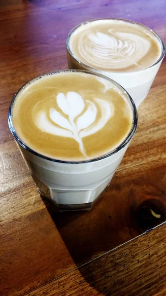 Een Kop Koffie Met Een Mooie Latte Art — Stockfoto
