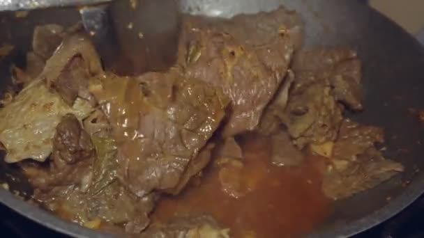 Processus Cuisson Des Abats Des Poumons Bœuf Sauce Aigre Douce — Video